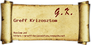Greff Krizosztom névjegykártya